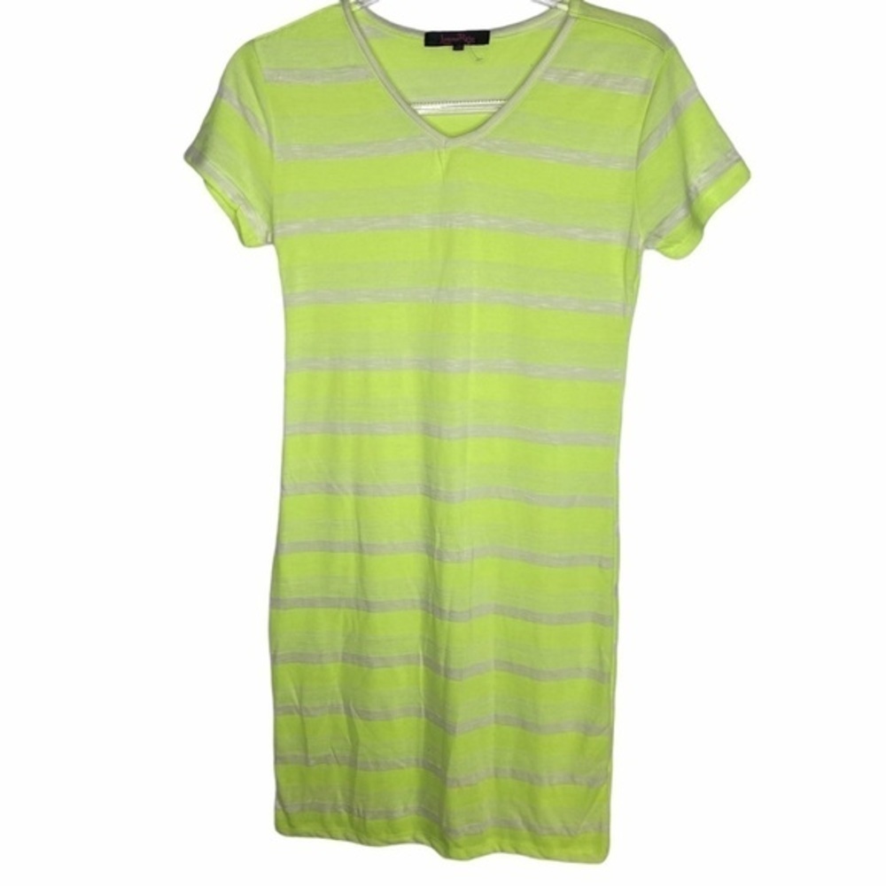 TShirt Midi dress neon yellow stripe